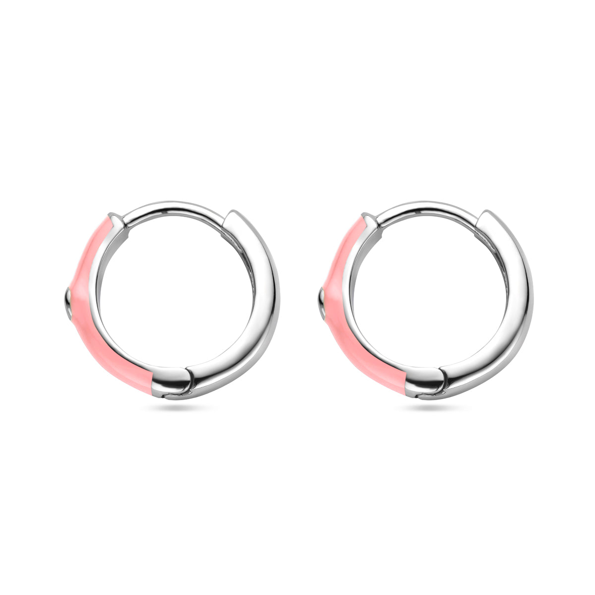 vDam Klapoorringen Zirkonia En Roze Emaille Zilver Gerhodineerd 1338409