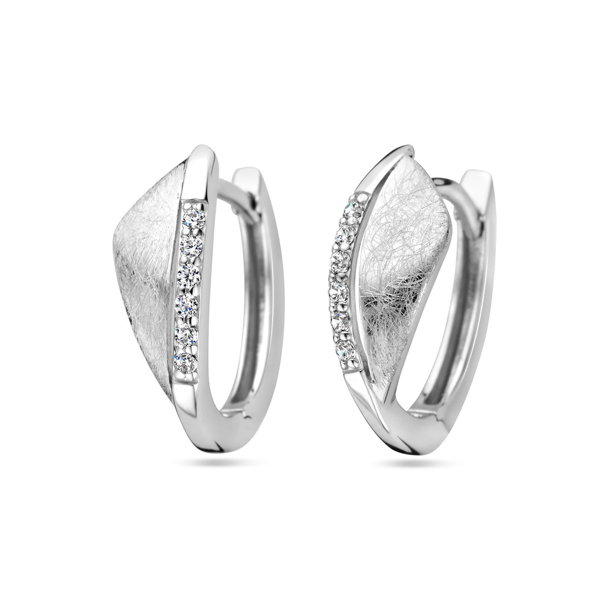 vDam Klapoorringen Zirkonia Gescratcht Zilver Gerhodineerd 1338038