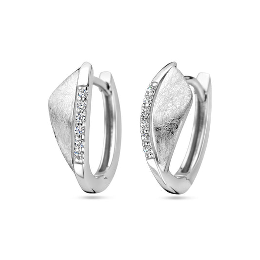 vDam Klapoorringen Zirkonia Gescratcht Zilver Gerhodineerd 1338038