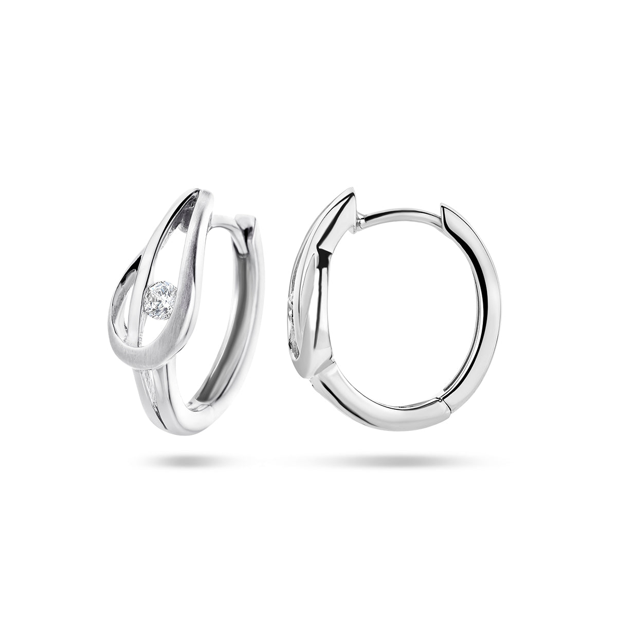 vDam Klapoorringen Zirkonia Poli/mat Zilver Gerhodineerd 1335321