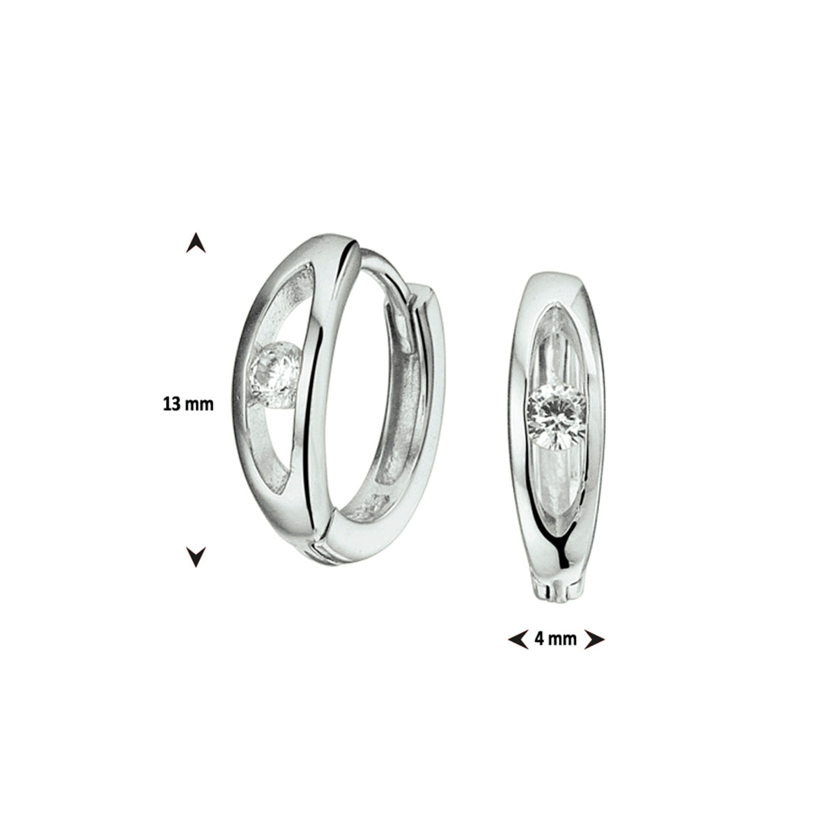 vDam Klapoorringen Zirkonia Zilver Gerhodineerd 1326986