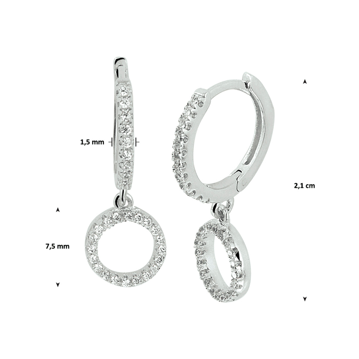 vDam Klapoorringen Zirkonia Zilver Gerhodineerd 1328362