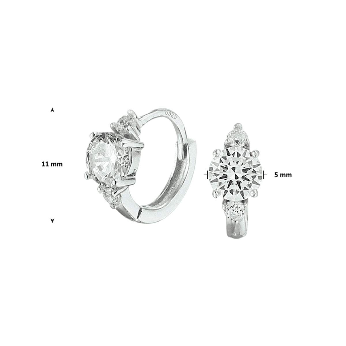 vDam Klapoorringen Zirkonia Zilver Gerhodineerd 1329093