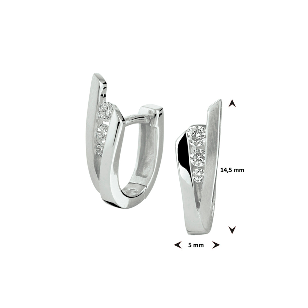 vDam Klapoorringen Zirkonia Zilver Gerhodineerd 1330150