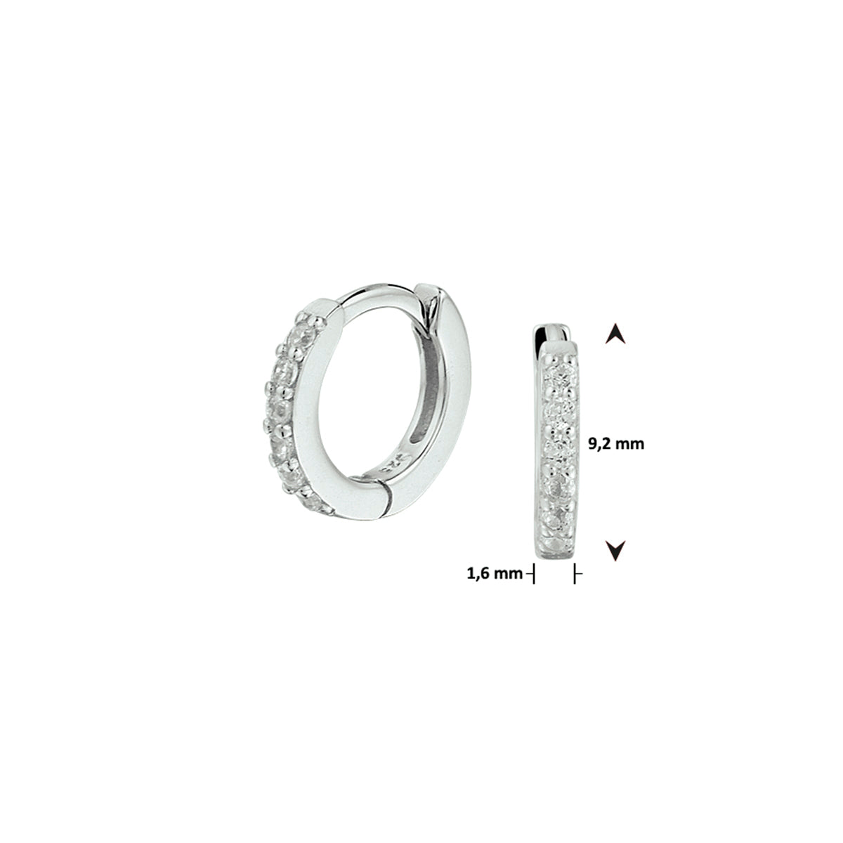 vDam Klapoorringen Zirkonia Zilver Gerhodineerd 1331968