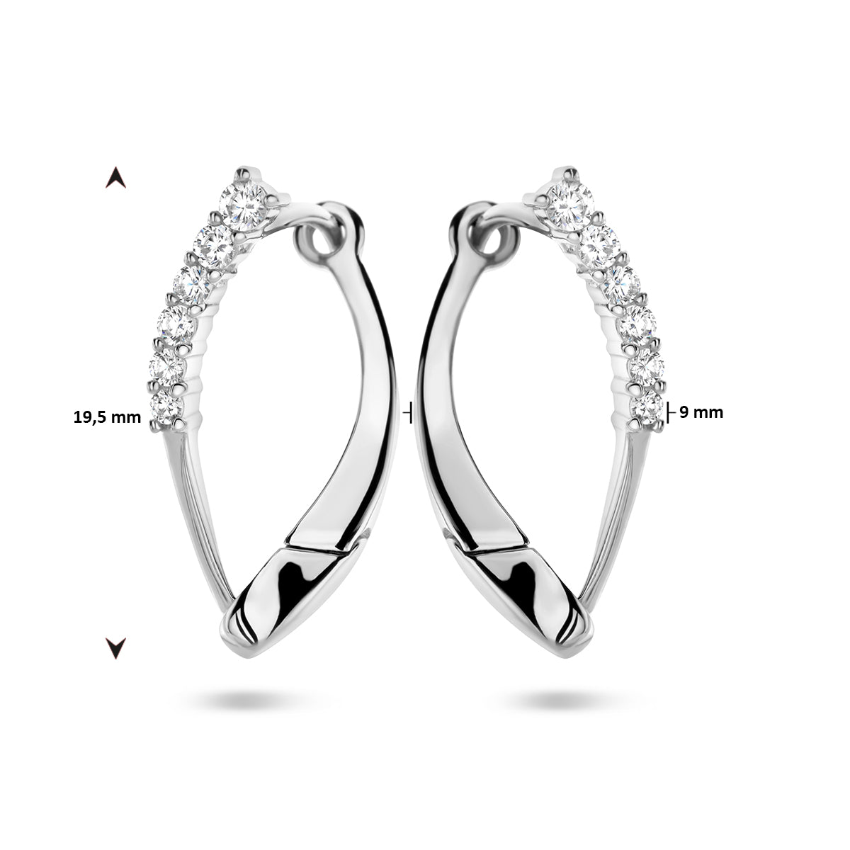 vDam Klapoorringen Zirkonia Zilver Gerhodineerd 1335288