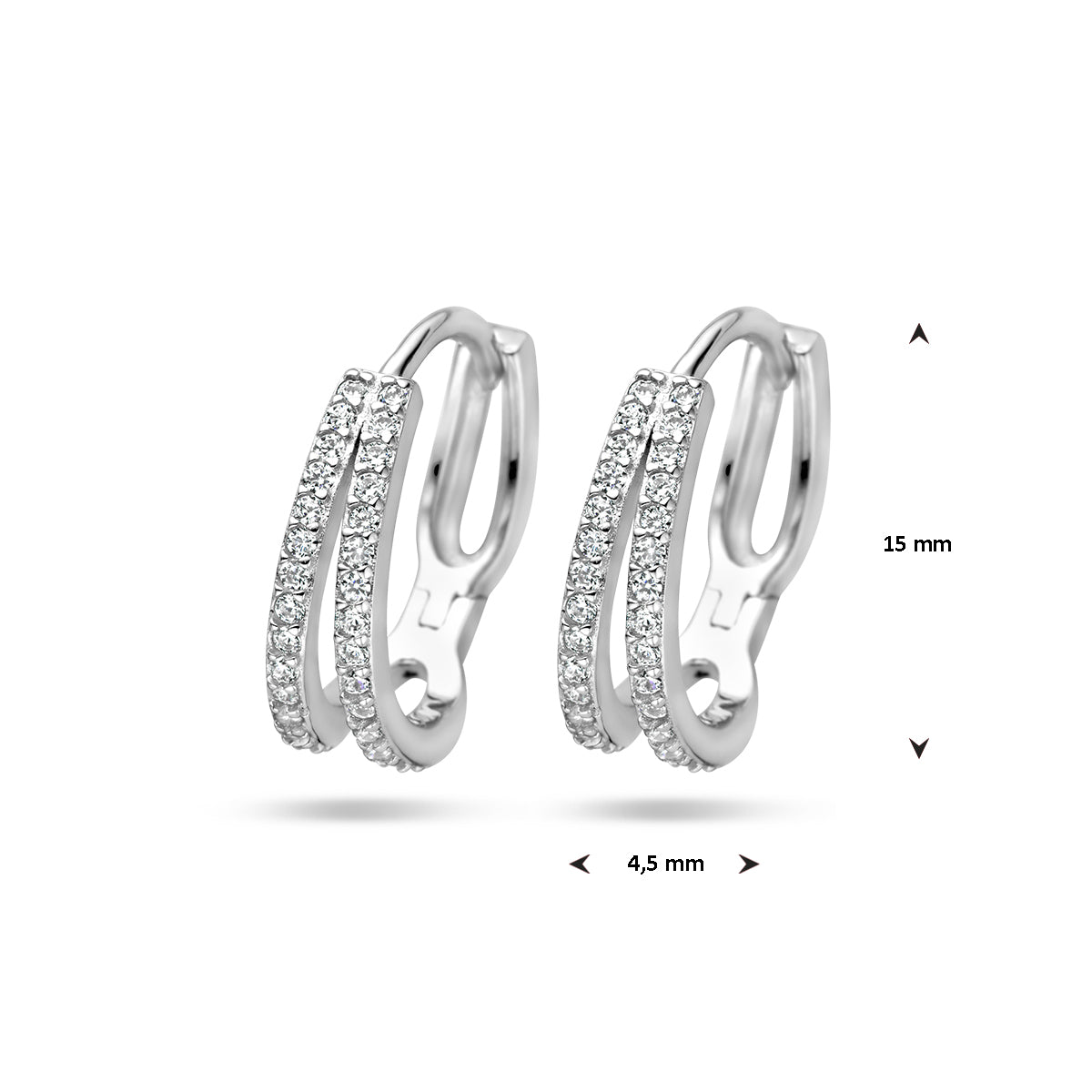 vDam Klapoorringen Zirkonia Zilver Gerhodineerd 1336837