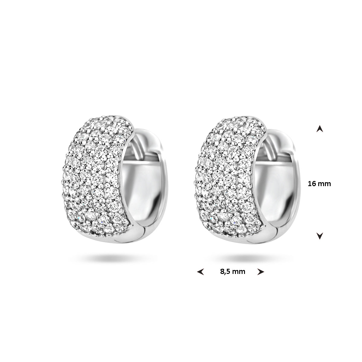 vDam Klapoorringen Zirkonia Zilver Gerhodineerd 1336943