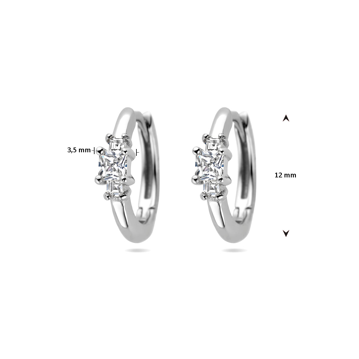 vDam Klapoorringen Zirkonia Zilver Gerhodineerd 1337787