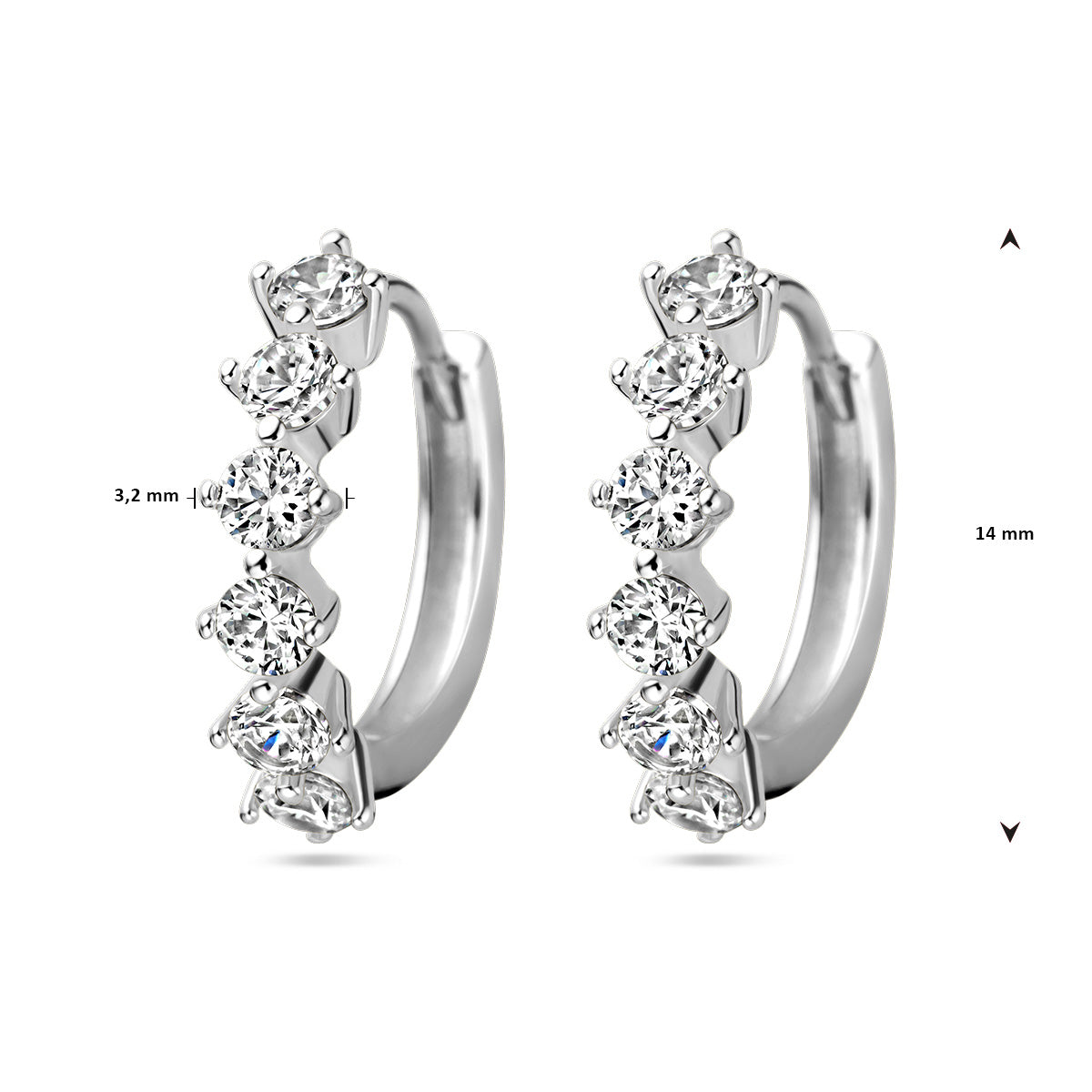 vDam Klapoorringen Zirkonia Zilver Gerhodineerd 1338053