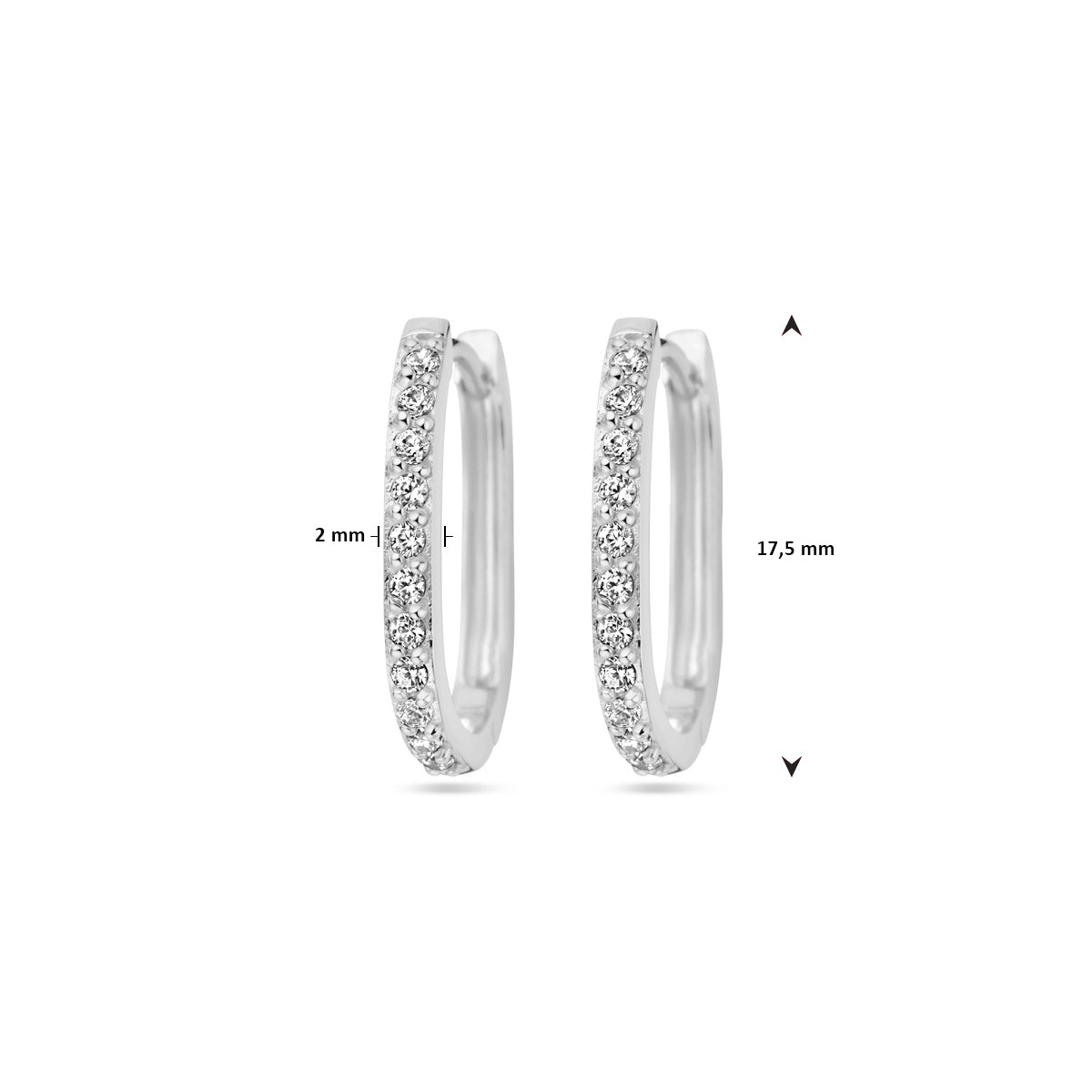 vDam Klapoorringen Zirkonia Zilver Gerhodineerd 1338317