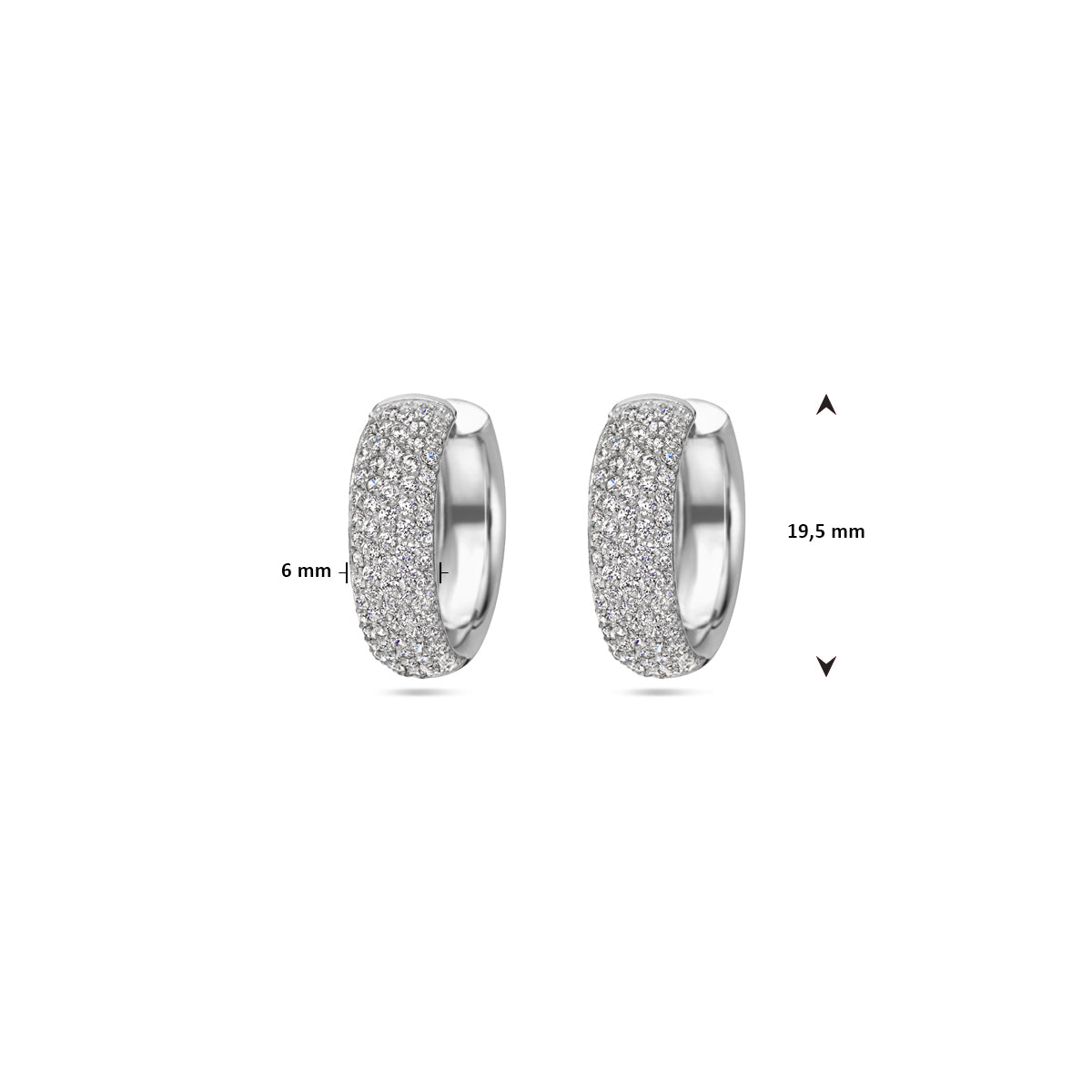 vDam Klapoorringen Zirkonia Zilver Gerhodineerd 1338325