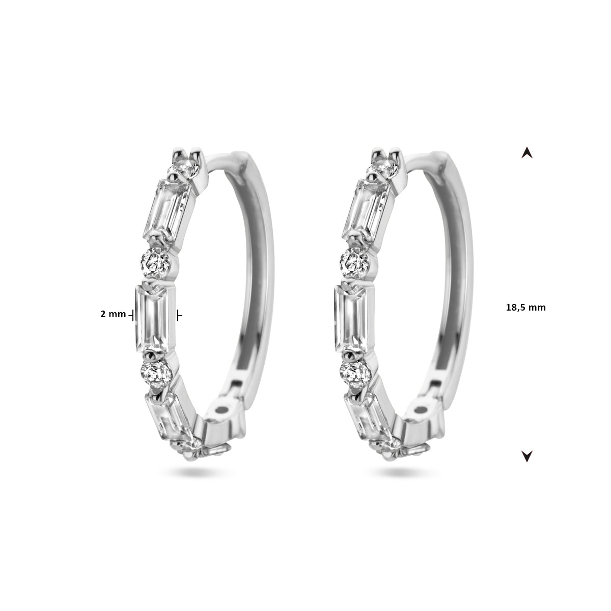 vDam Klapoorringen Zirkonia Zilver Gerhodineerd 1338450