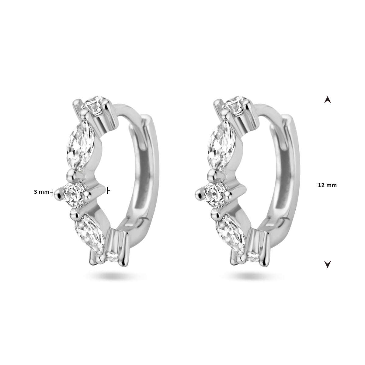 vDam Klapoorringen Zirkonia Zilver Gerhodineerd 1338455