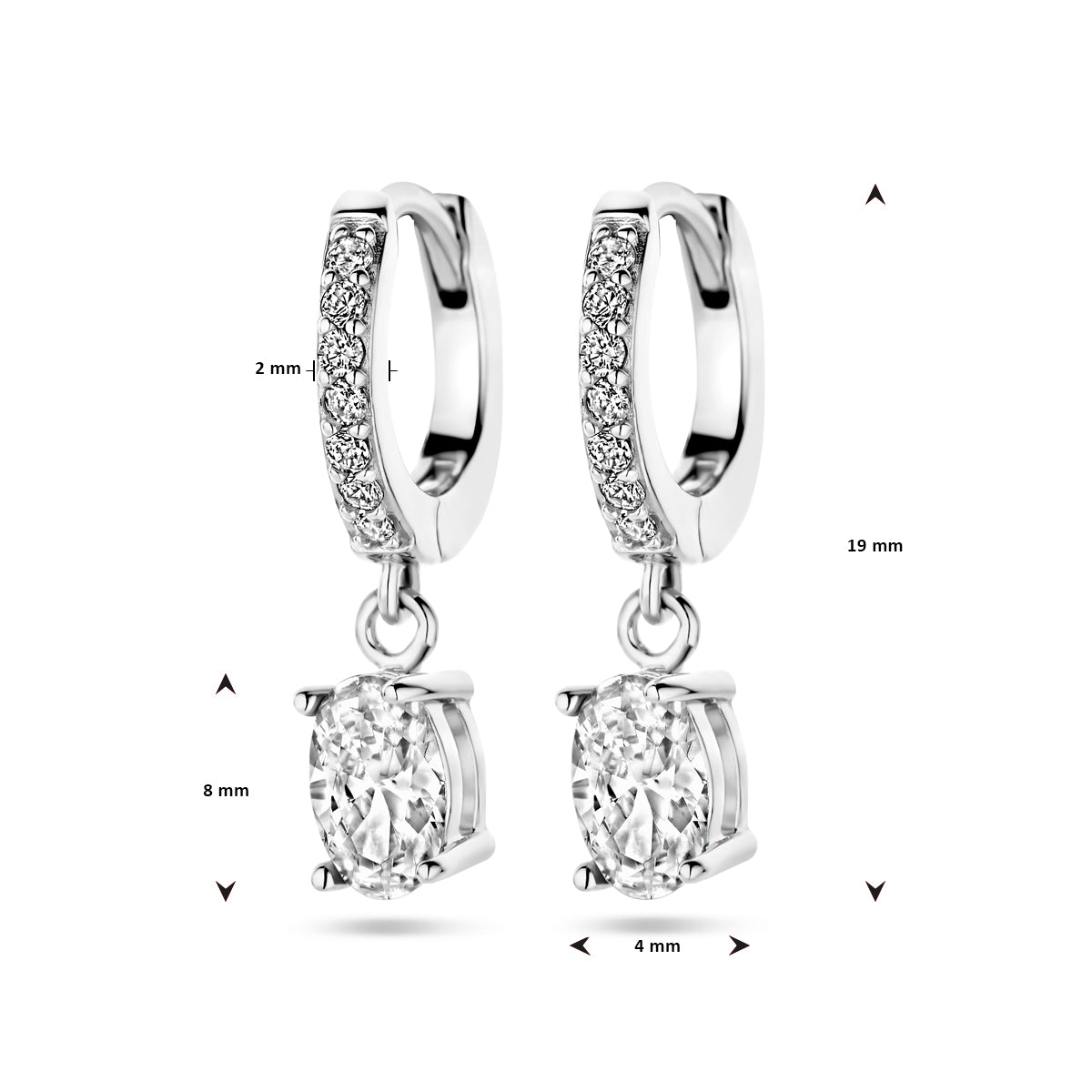 vDam Klapoorringen Zirkonia Zilver Gerhodineerd 1338783