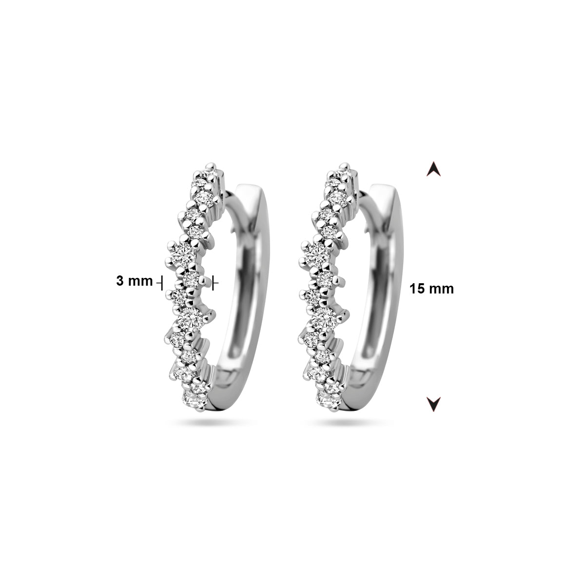 vDam Klapoorringen Zirkonia Zilver Gerhodineerd 1339024