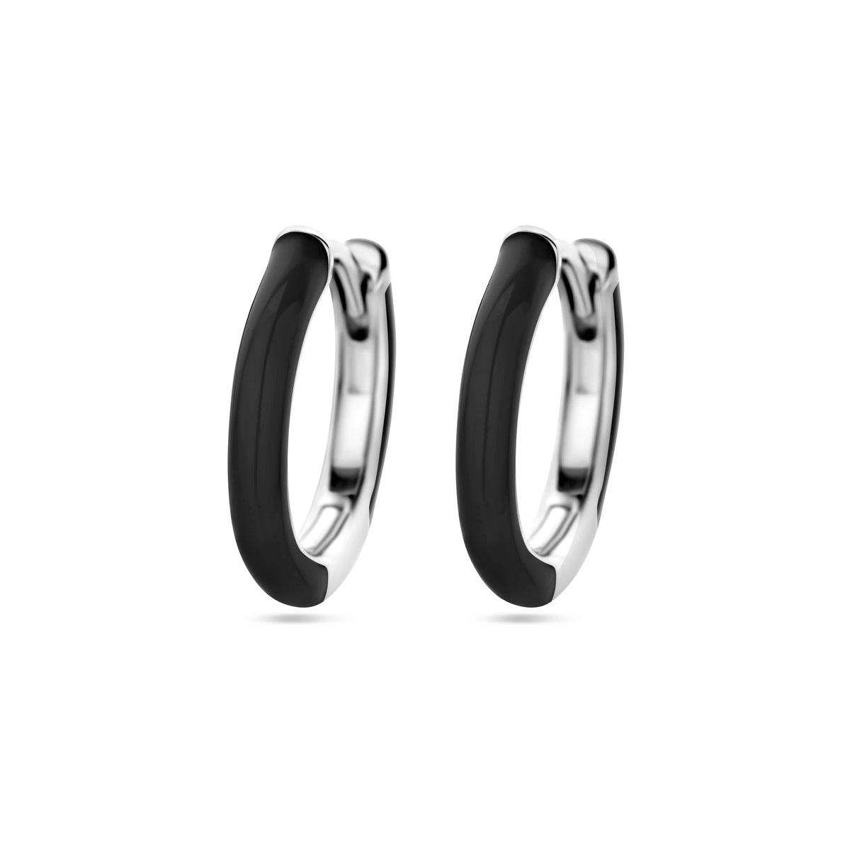 vDam Klapoorringen Zwart Emaille Zilver Gerhodineerd 1338683