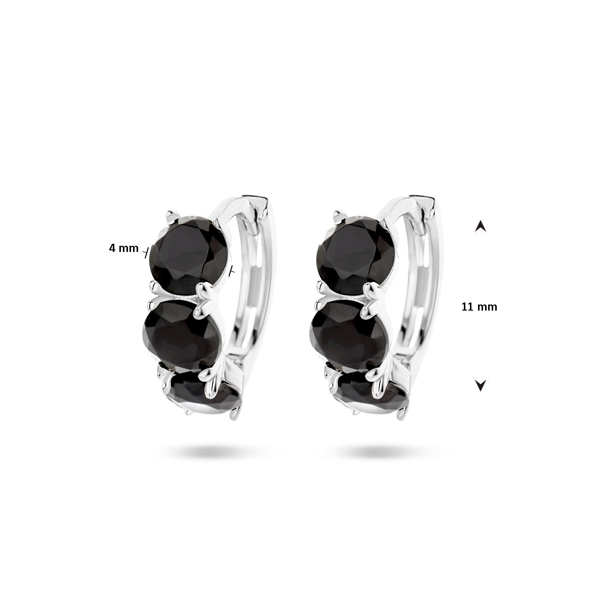 vDam Klapoorringen Zwart Zirkonia Zilver Gerhodineerd 1336596