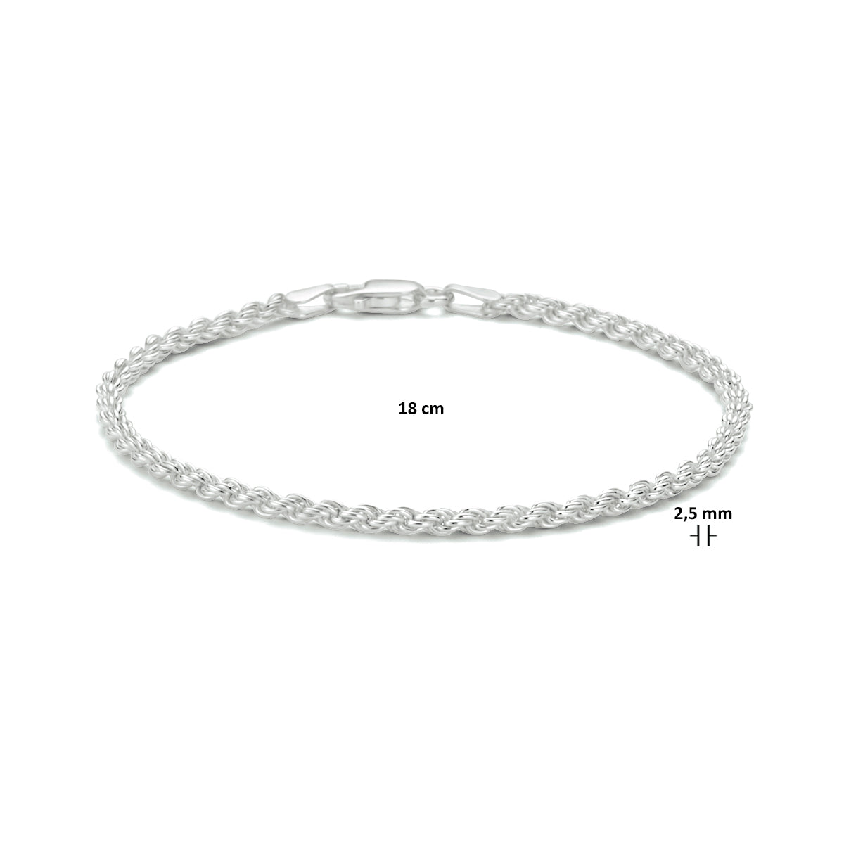 vDam Koord 2,5 Mm Zilver Gerhodineerd 1329707  18cm