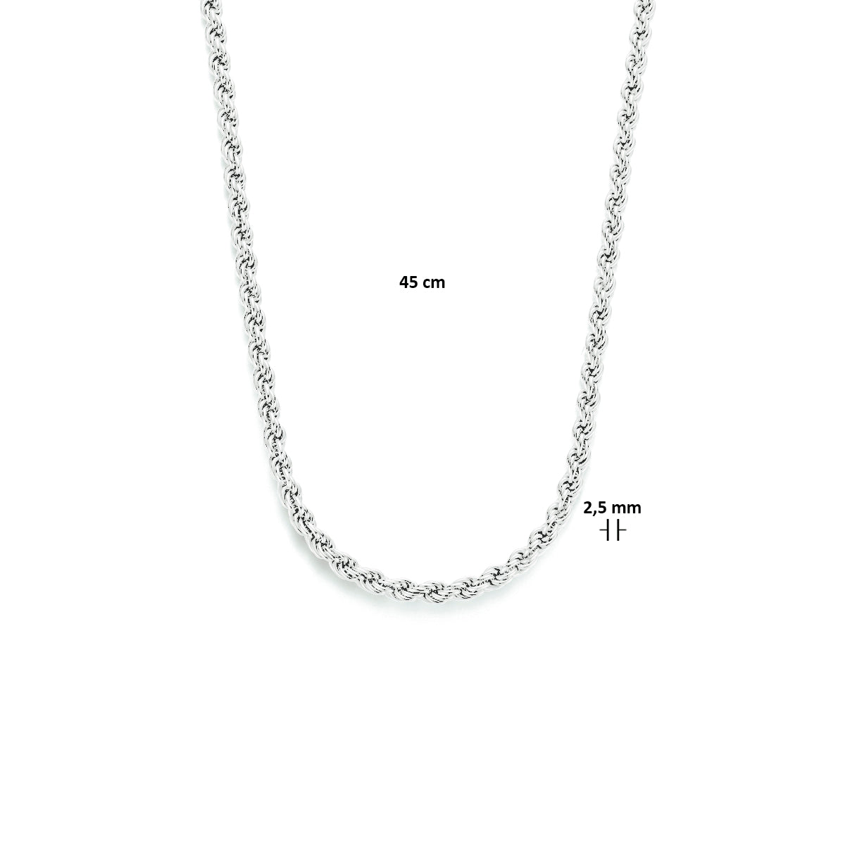 vDam Koord 2,5 Mm Zilver Gerhodineerd 1329708  45cm