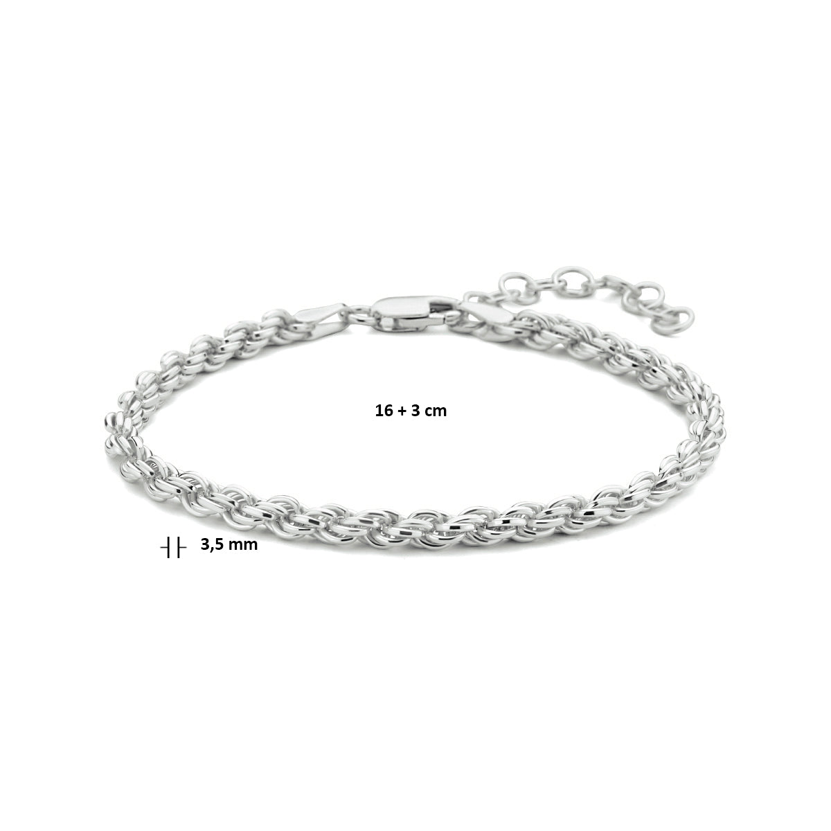 vDam Koord 3,5 Mm Zilver Gerhodineerd 1334731  16cm