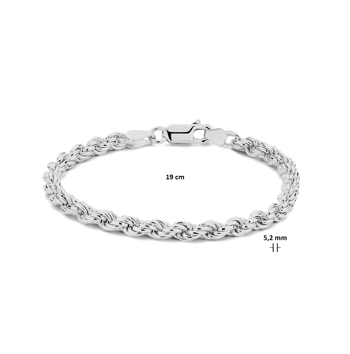 vDam Koord 5,2 Mm Zilver Gerhodineerd 1334717  19cm