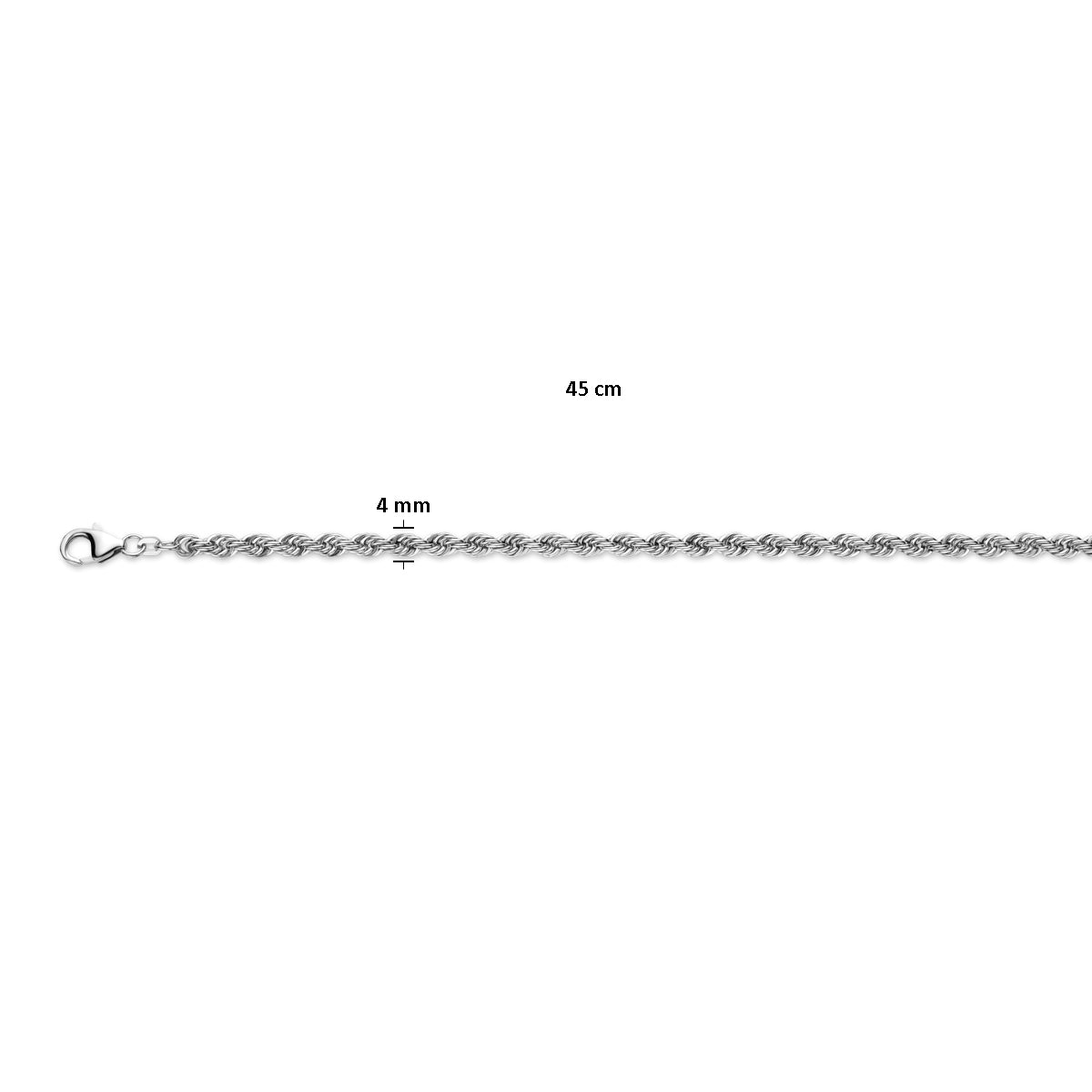 vDam Koord Massief 4,0 Mm Zilver Gerhodineerd 1337104  45cm
