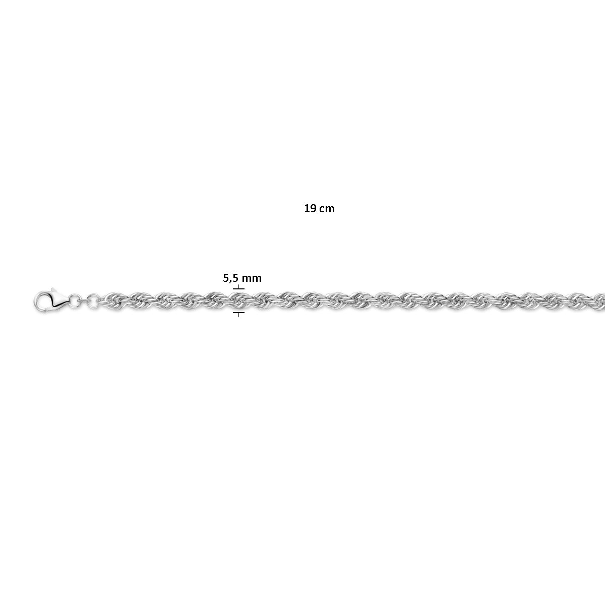 vDam Koord Massief 5,5 Mm Zilver Gerhodineerd 1337119cm  19cm