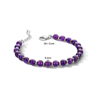vDam Kralenarmband Amethist En Ringetjes 6,0 Mm 16cm + 3 Cm Zilver Gerhodineerd 1335831  16cm