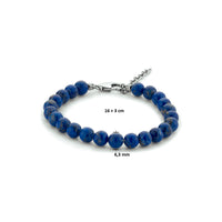 vDam Kralenarmband Lapis 6,3 Mm 16cm + 3 Cm Zilver Gerhodineerd 1333634  16cm