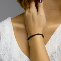 vDam Kralenarmband Onyx 4,5 Mm 16cm + 3 Cm Zilver Gerhodineerd 1333510  16cm