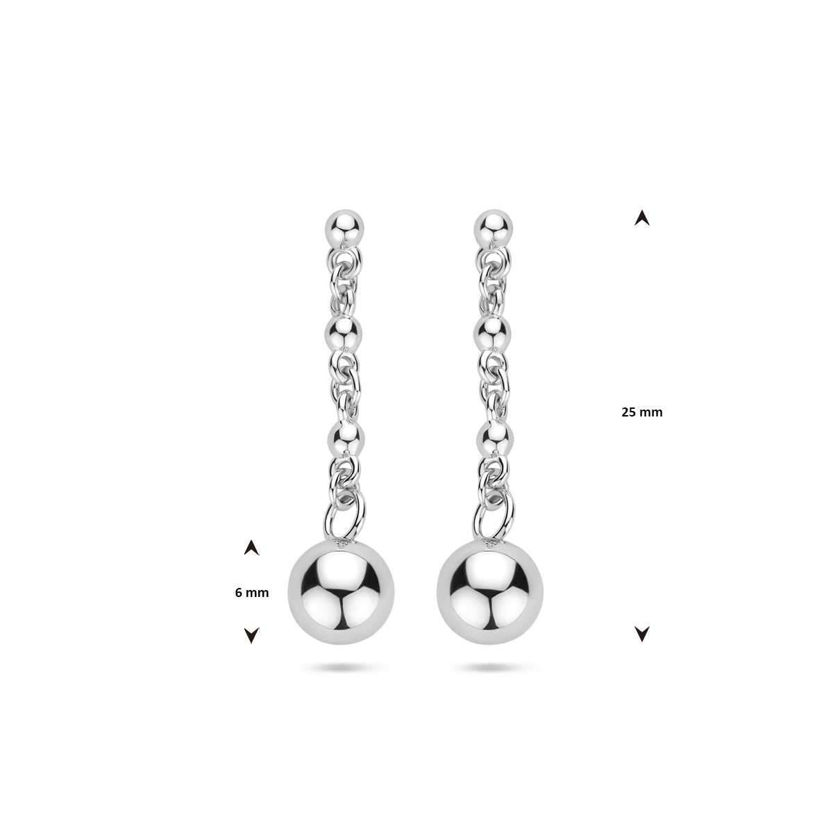 vDam Oorhangers Bolletjes 25 Mm Zilver Gerhodineerd 1340650