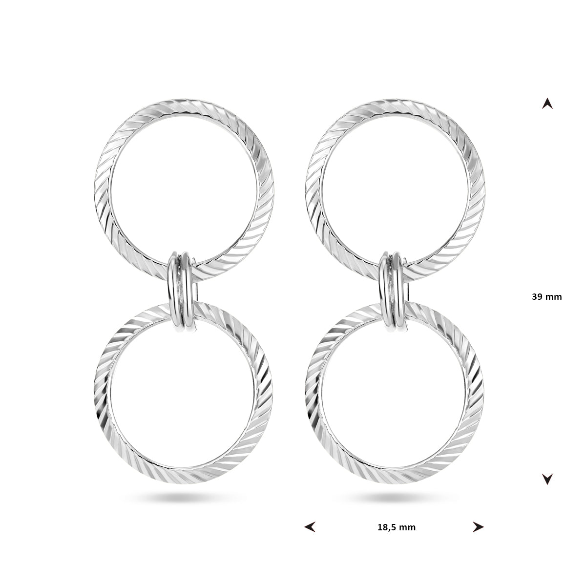 vDam Oorhangers Cirkels Gediamanteerd Zilver Gerhodineerd 1338550