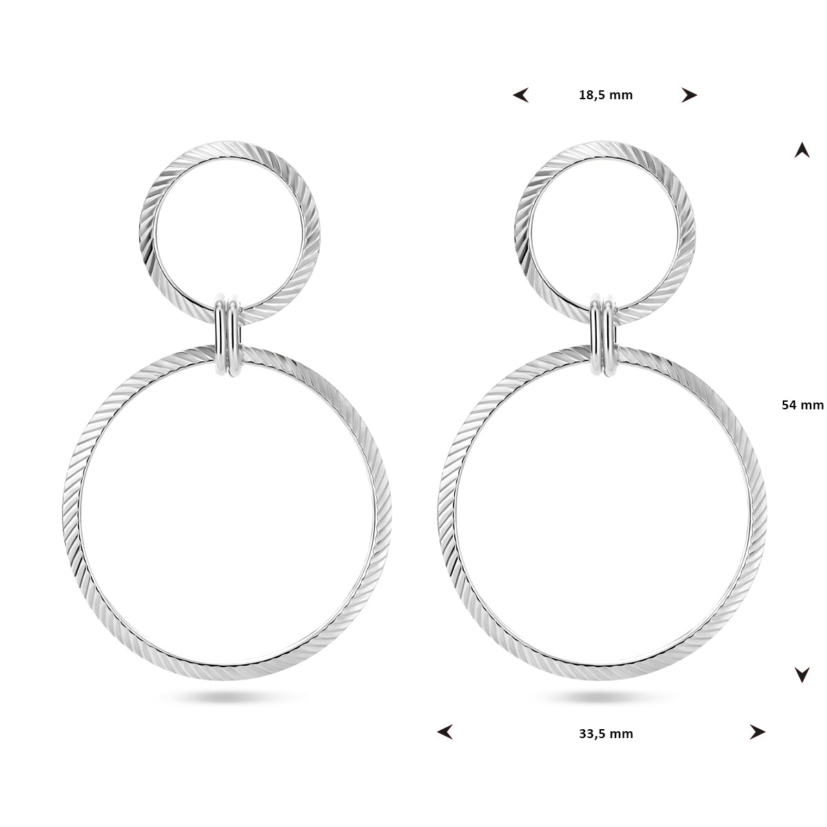 vDam Oorhangers Cirkels Gediamanteerd Zilver Gerhodineerd 1338552