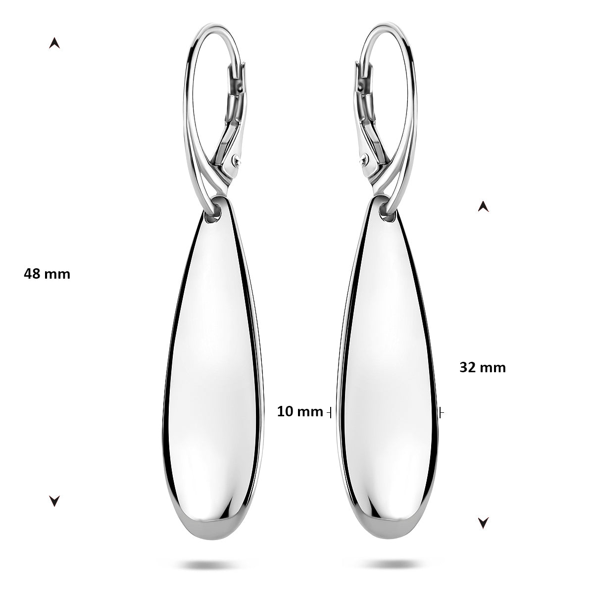 vDam Oorhangers Druppel 48 Mm Zilver Gerhodineerd 1341822