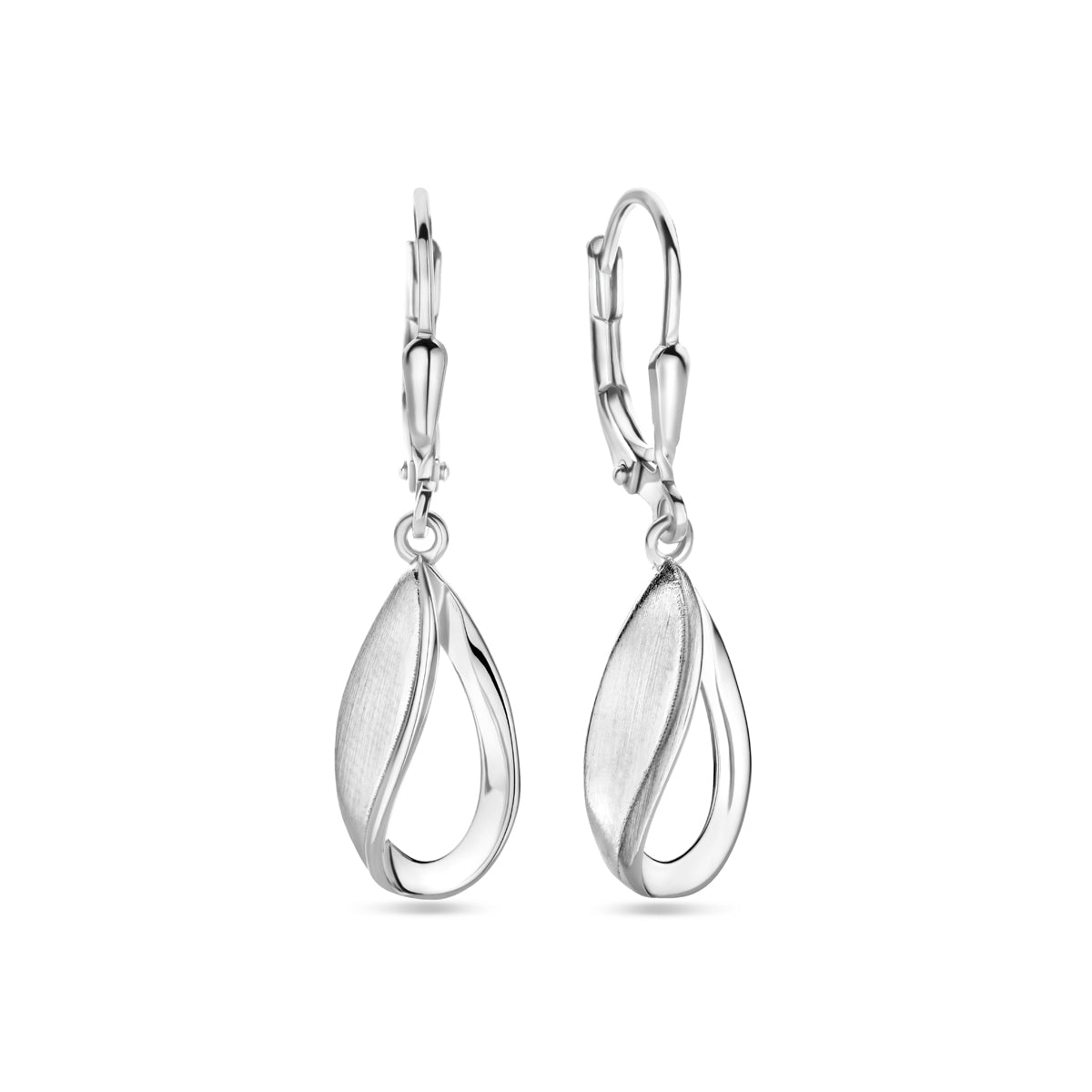 vDam Oorhangers Druppel Brisur Haak Poli/mat 33 Mm Zilver Gerhodineerd 1340044