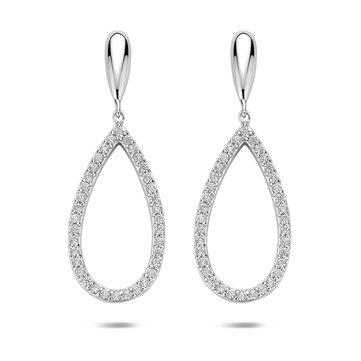 vDam Oorhangers Druppel Zirkonia 43 Mm Zilver Gerhodineerd 1341918