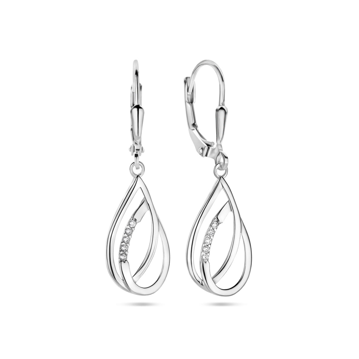 vDam Oorhangers Druppel Zirkonia Brisur Haak 34 Mm Zilver Gerhodineerd 1340046