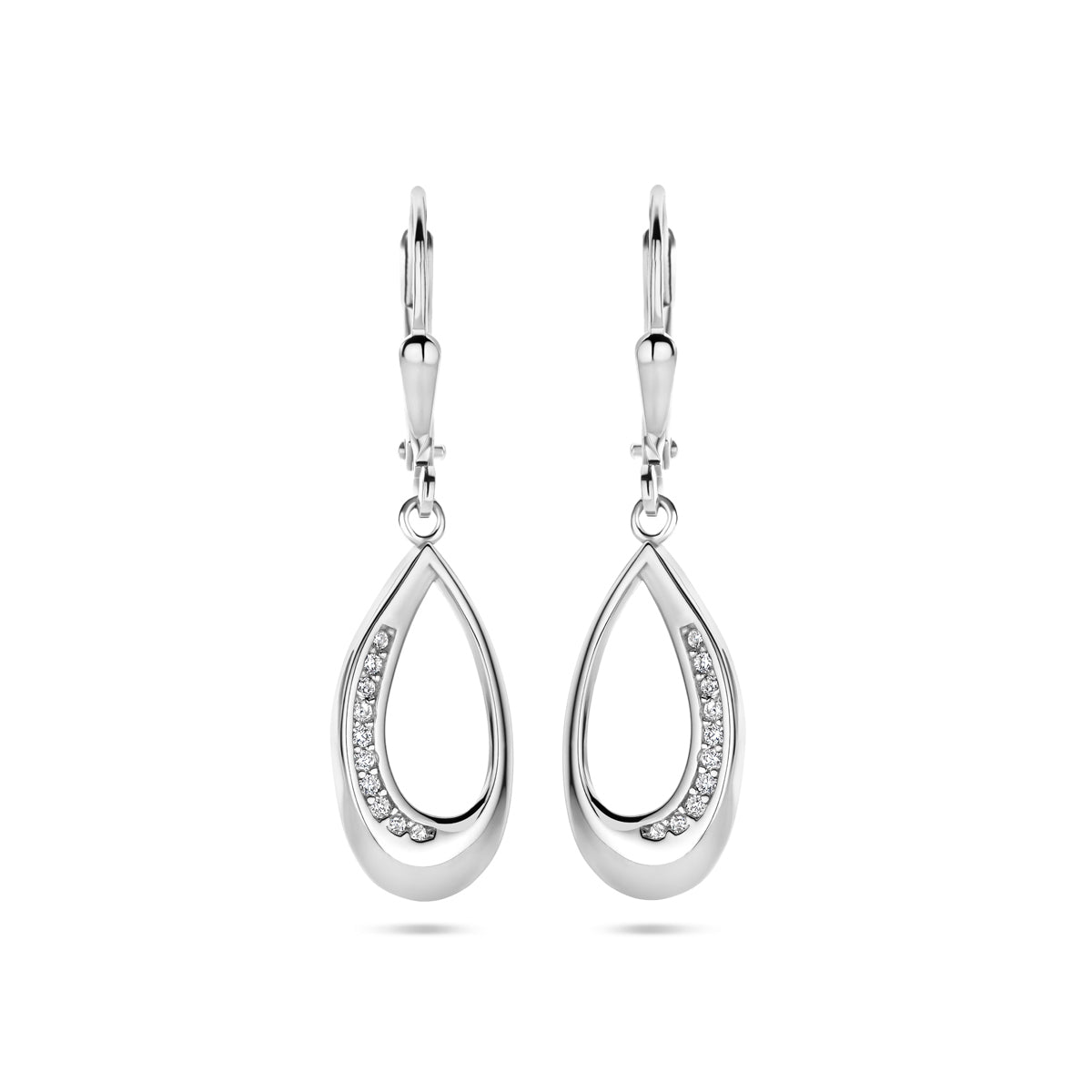 vDam Oorhangers Druppel Zirkonia Brisur Haak 34 Mm Zilver Gerhodineerd 1340047