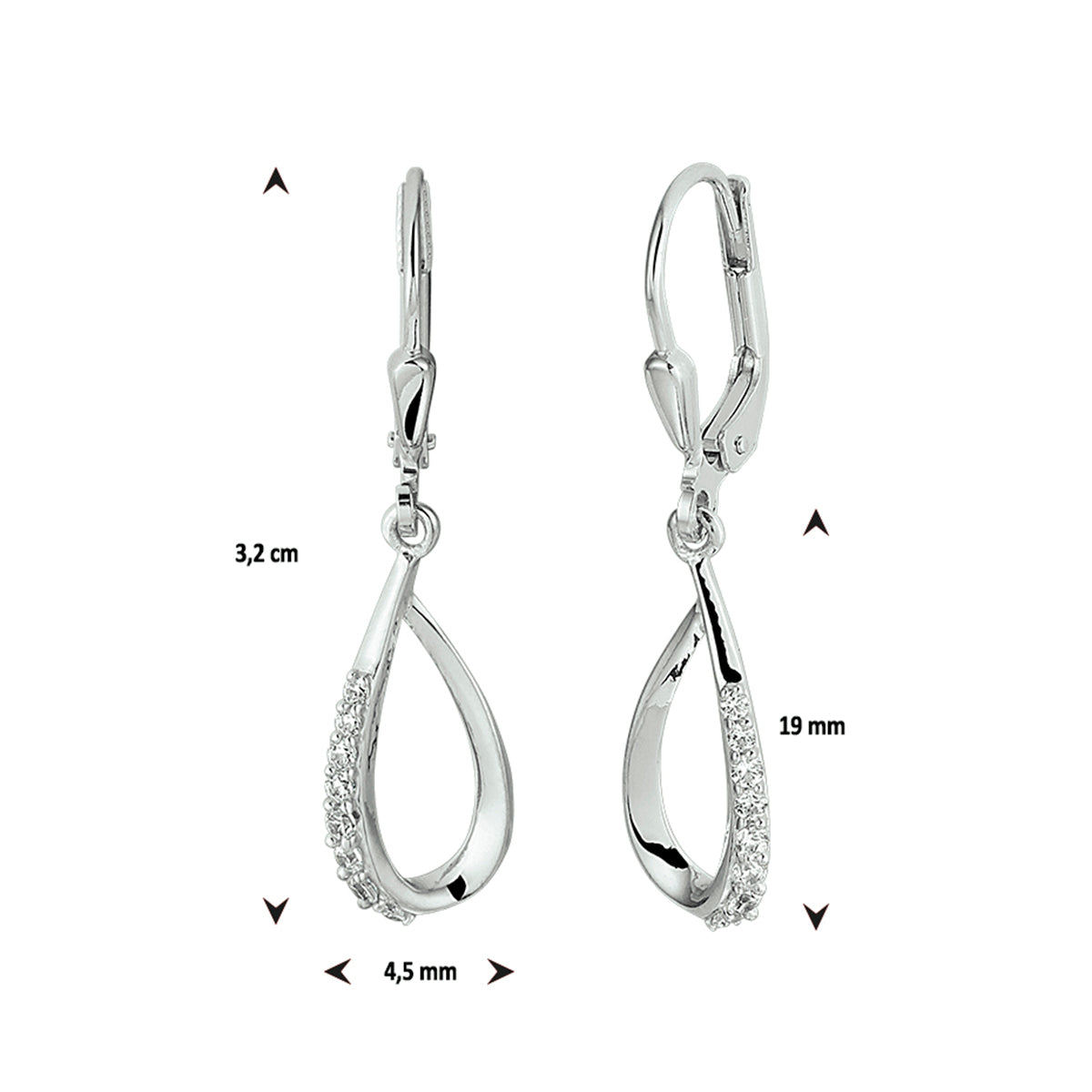 vDam Oorhangers Druppel Zirkonia Brisur Haak Zilver Gerhodineerd 1329920