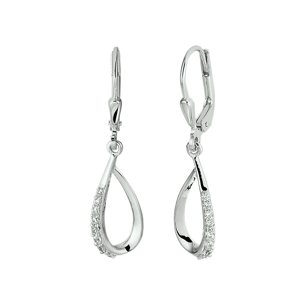 vDam Oorhangers Druppel Zirkonia Brisur Haak Zilver Gerhodineerd 1329920