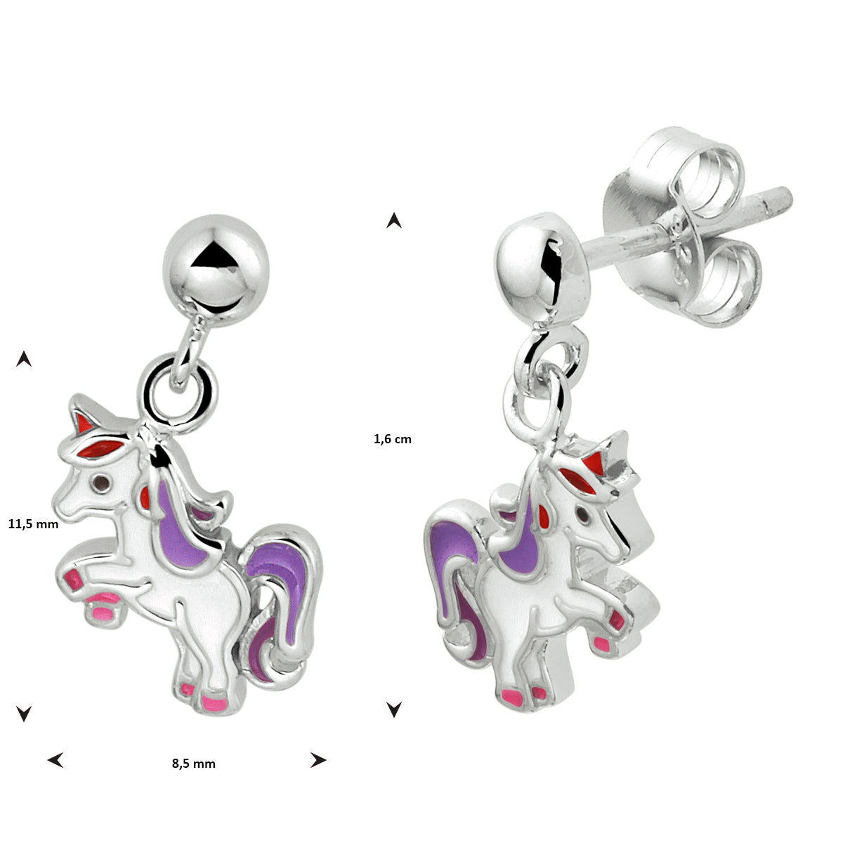 vDam Oorhangers Eenhoorn Zilver Gerhodineerd 1333150