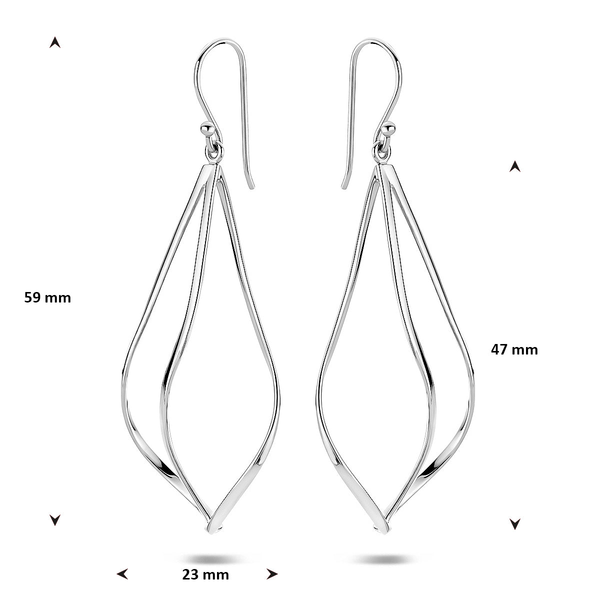 vDam Oorhangers Franse Haak 59 Mm Zilver Gerhodineerd 1341919