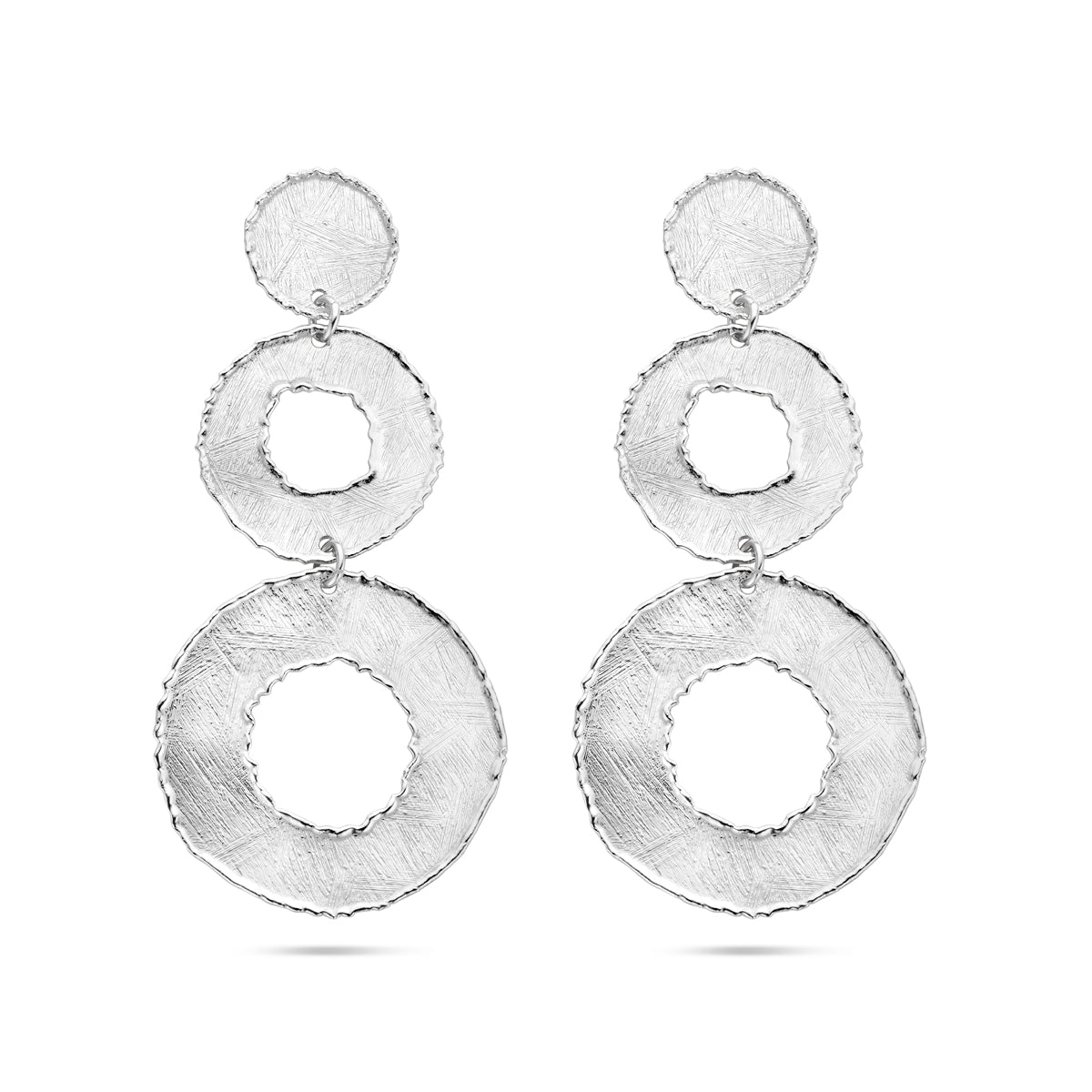 vDam Oorhangers Gescratcht Cirkels 75 Mm Zilver Gerhodineerd 1340447