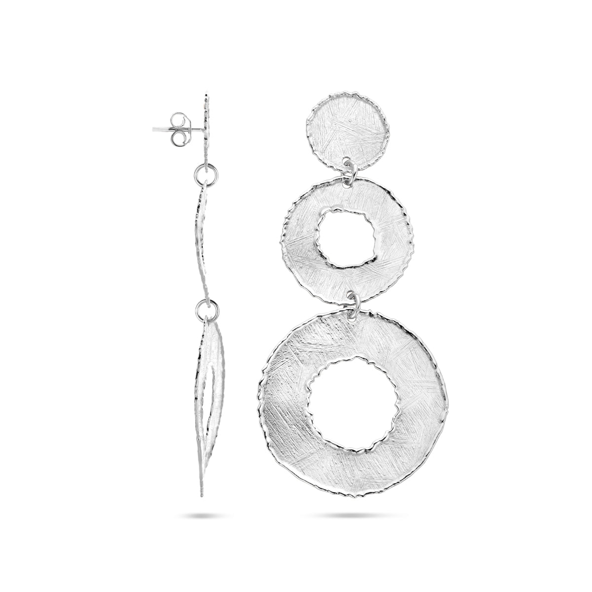 vDam Oorhangers Gescratcht Cirkels 75 Mm Zilver Gerhodineerd 1340447