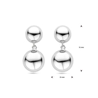 vDam Oorhangers Half Bol 31 Mm Zilver Gerhodineerd 1340517