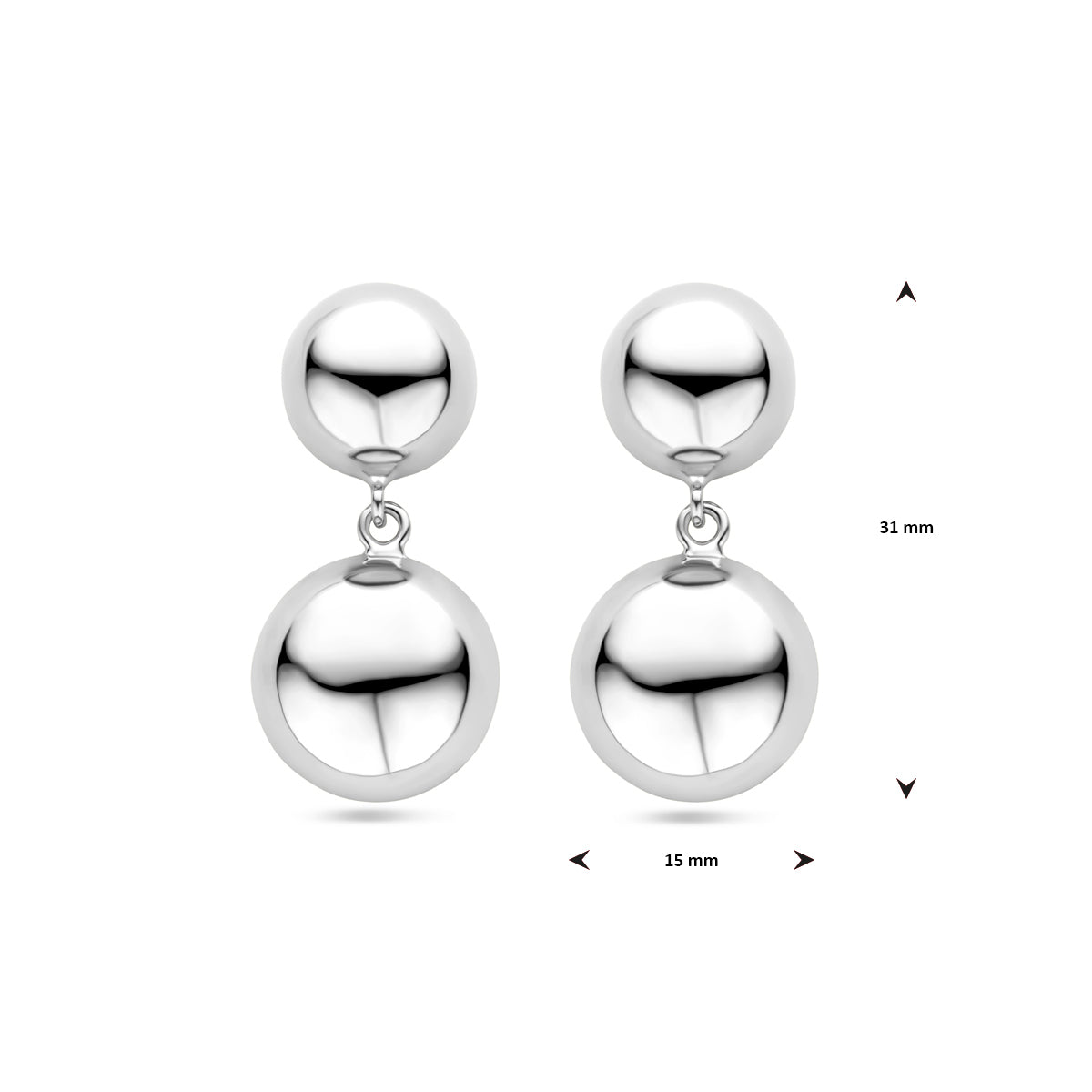 vDam Oorhangers Half Bol 31 Mm Zilver Gerhodineerd 1340517