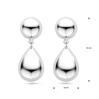 vDam Oorhangers Half Bol En Druppel 40 Mm Zilver Gerhodineerd 1340518