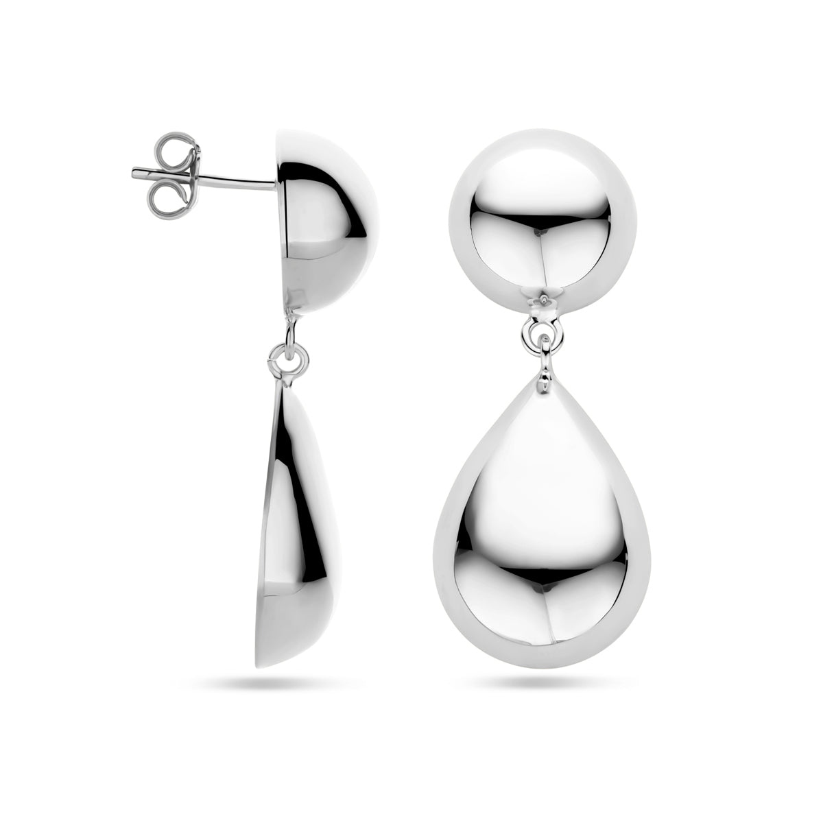 vDam Oorhangers Half Bol En Druppel 40 Mm Zilver Gerhodineerd 1340518