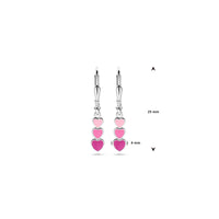 vDam Oorhangers Hartjes Emaille Brisur Haak 25 Mm Zilver Gerhodineerd 1339729